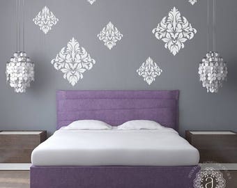 CLEARANCE SALE Bedroom Wall Decal, Bedroom Decor, Ornate Wall Decal, Damask Vinyl Decal, Bedroom Wall Decals, Wall Stickers, Vinyl Decals, W