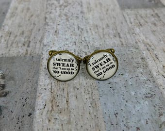 I Solemnly Swear That I Am Up To No Good Harry Potter Inspired Small Vintage Gold Picture Cufflinks