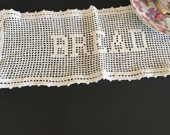 Vintage White Cotton Filet Crocheted Doily for Bread