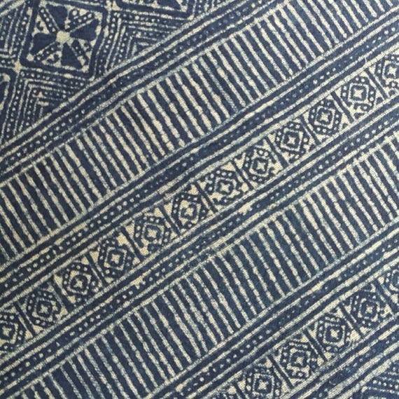 Cotton cushion fabric with a Hmong indigo batik design H284