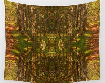 Zen Tapestry, Nature Tree Forest Woodland Tapestry, Green Colorful Trees Wall Hanging,Nature Decor, Dorm Wall Hanging,Original Art Tapestry