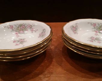 Johann Haviland Chippendale wild rose china berry bowls set of 8