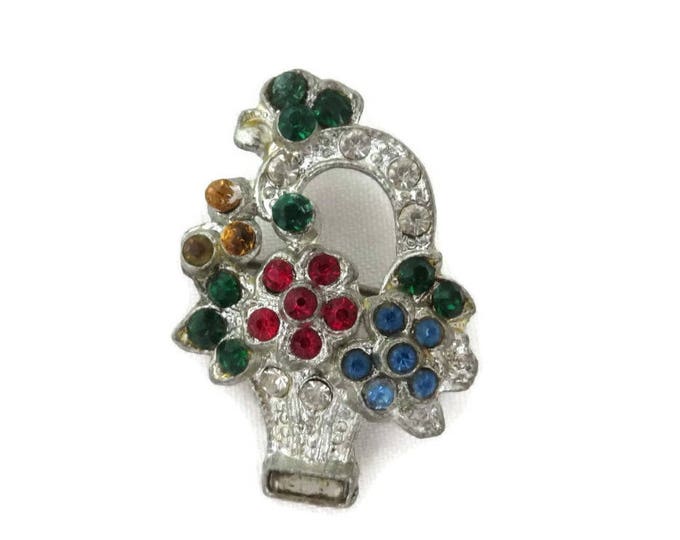 Vintage Rhinestone Brooch Trio, Silver Tone, Gold Tone Hat, Jacket, Coat Pins