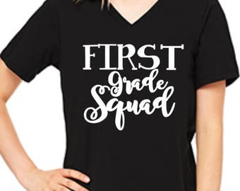 Teacher, first grade, second grade, third grade, kindergarten, teacher squad, squad, teacher shirts, school teacher, fourth grade, fifth