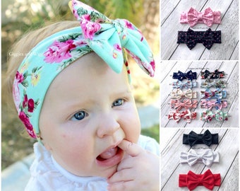 Baby head wrap, baby bow headbands, 15 colors, 1st birthday, infant headbands, big bows, polka dot headband, floral bow, easter headband