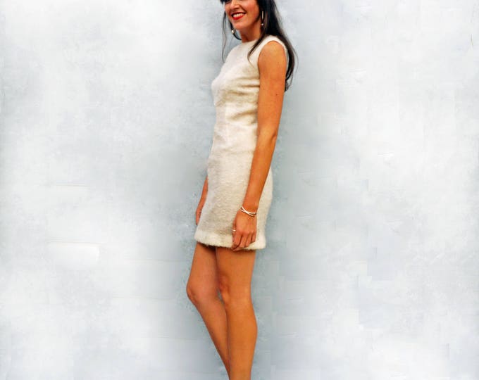 White Wool Dress, Vintage 60s Dress. Wool Dress, White Dress, Vintage Wool Dress, Shift Dress, Mod Dress, 1960s Dress, Wool Knit Dress, Mod