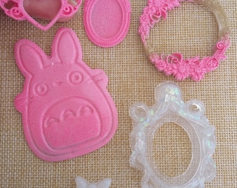 Resin supplies, cameo settings totoro cabochon