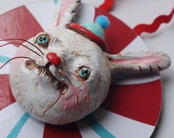 Winter Rabbit Bunny Christmas Ornament Christmas folk art ornament