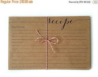 ON SALE - recipe cards - letterpress - shared with love, from the kitchen of - pack of 10 - rustic - country - housewarming gift - christmas