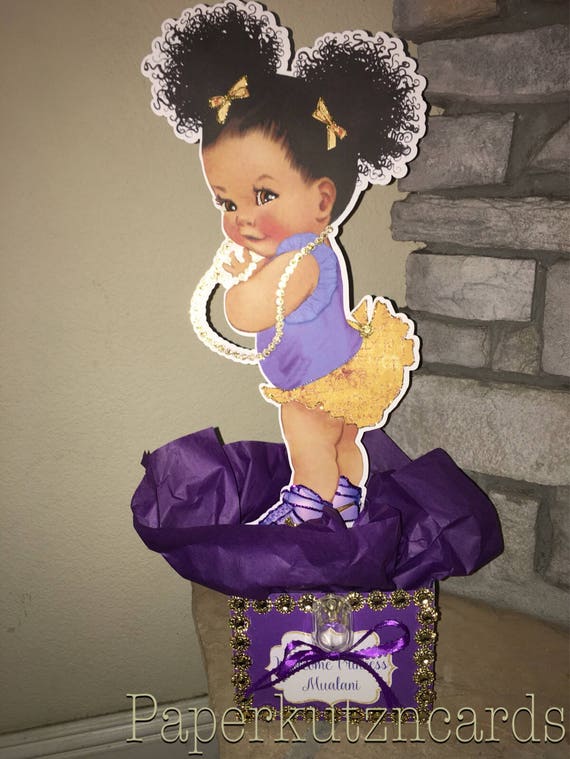 Afro puff baby african american baby purple gold baby