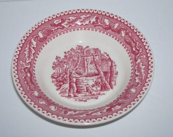 4 Vintage Royal China Memory Lane Berry Bowls Man at Well