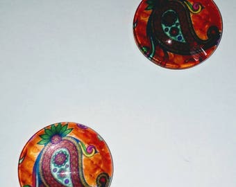 X 1 colorful Cabochon. 20mm