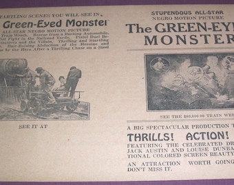 1919 Green-Eyed Monster silent movie herald, all black cast