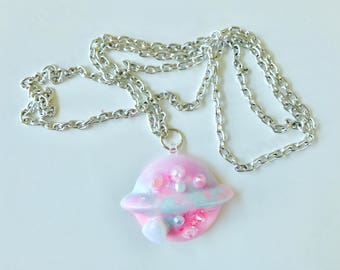 Pastel Alien Planet Kawaii Necklace