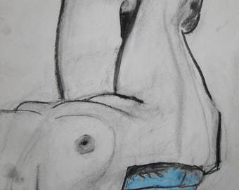 Recline, 18 x 13.5 charcoal drawing on acid free paper