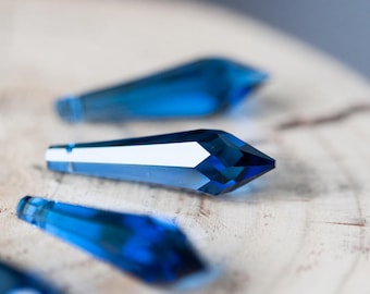 Sapphire Blue 8611 Swarovski 40mm Pendant Strass Point Pendant Blue Crystal Pendant Swarovski Icycle Faceted Crystal Drop Pendant Beads