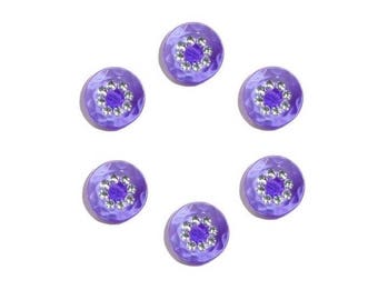 Purple 6 buttons 15 mm with Rhinestones