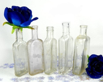 Mid Century Clear Glass Bottle Grouping for a Sunny Window