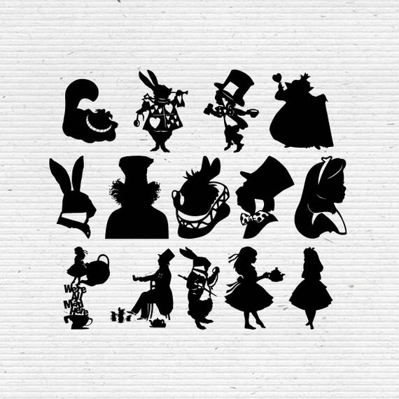 Alice in Wonderland Disney Silhouette SVG Cut File Digital.