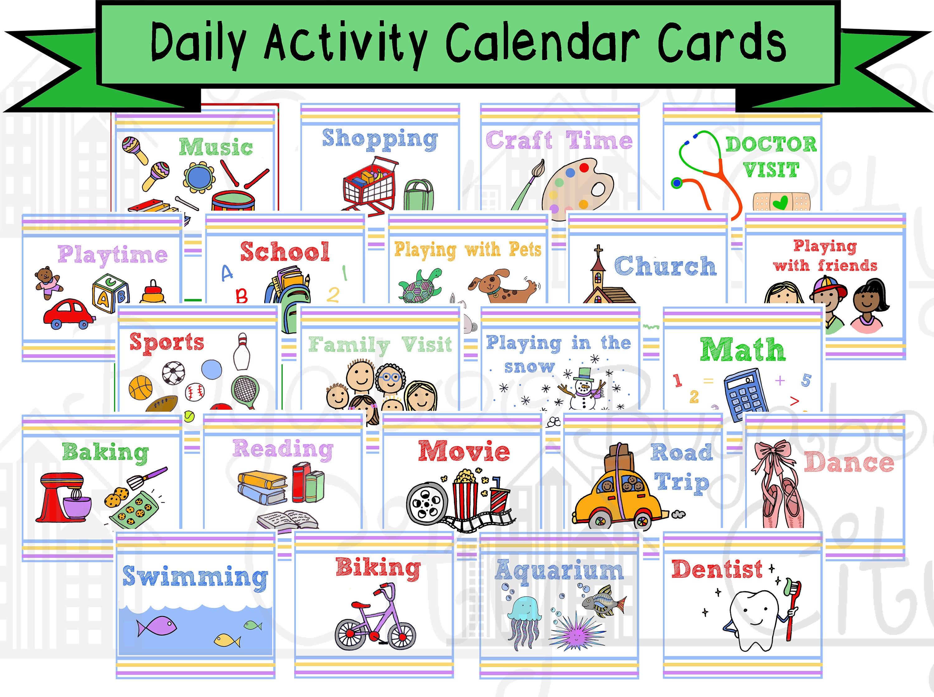 Activity Cards For Children S Calendar Digital File