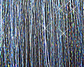 20" OR 40" Hair Tinsel 100 Strands - Sparkling Silver