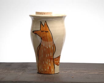Ceramic travel mug, Large travel mug, Handmade travel mug, Large Lidded To Go Mug