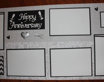 12 x 12 premade scrapbook layout pages titled "Happy Anniversary ...