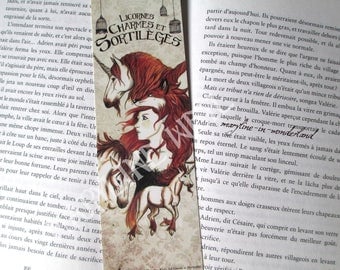 Bookmark red "unicorns, charms and spells"