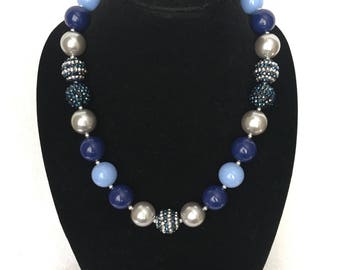 Officer Hopps Inspired Navy, Blue, and Silver Grey Chunky Statement Necklace