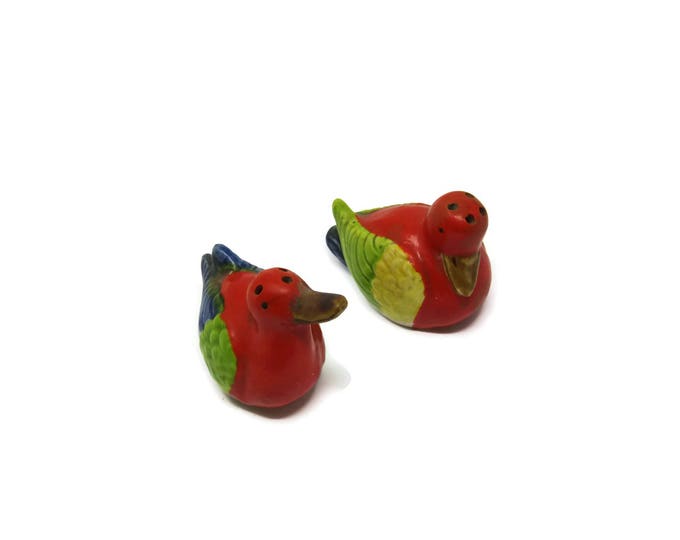 Vintage Ceramic Bird Salt and Pepper Shakers - Hand Painted Birds Of Paradise - Novelty Bird Shakers - 1940s Charcater Shakers
