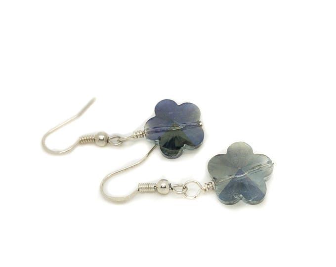 Flower Crystal Earrings -Flower Earrings -Crystal Earrings - shiny flower shape jewelry