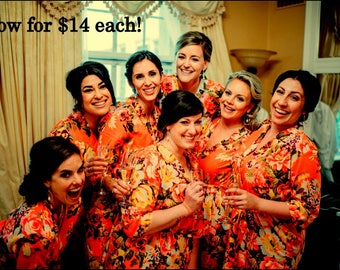 Bridesmaid robes, Set of 7,bridesmaids gift,bridal shower gift,bridal party gift,wedding gift,bridal party robe, kimono robe, Floral