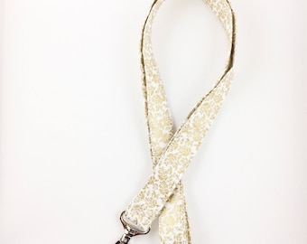 Rose Lanyard, Fabric Lanyard, Long Keychain, Keychain, Badge Holder, Key Holder
