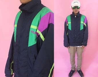 Fila vintage windbreaker size 40 shell jacket blue jacket 1990s 1980s vintage jacket fila jacket