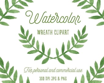 Watercolor Clipart - Wreath Clipart - Woodland Clipart - Boho Clipart - Rustic Clipart - PNG & JPEG Files - Instant Download