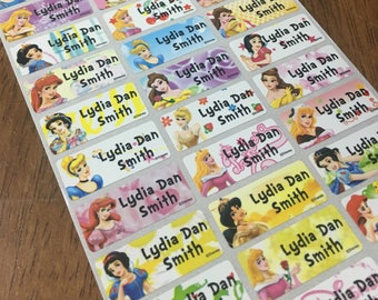 100pcs personalized waterproof name label. More than 40choice ava. Disney Princess. Frozen Marie Sofia Tinker Bell Peppa Pig My Little Pony