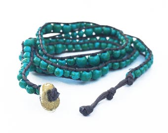 Wrap Bracelet Turquoise Bracelet Boho Jewelry Bead Bracelet Bohemian Cord Bracelet