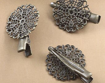 X 2 25 * 30mm (T214) bronze flower Bobby pins