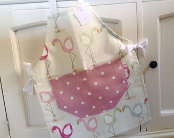 Childs Flamingos Apron, Child's Apron, Pink Dotty Apron