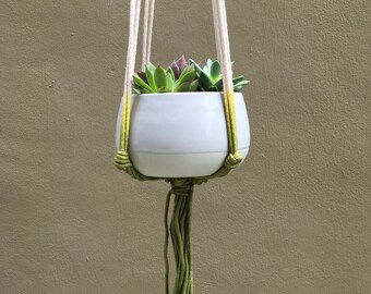 GREEN Macrame Plant Hanger Indoor Outdoor Hanging Planter Basket Rope