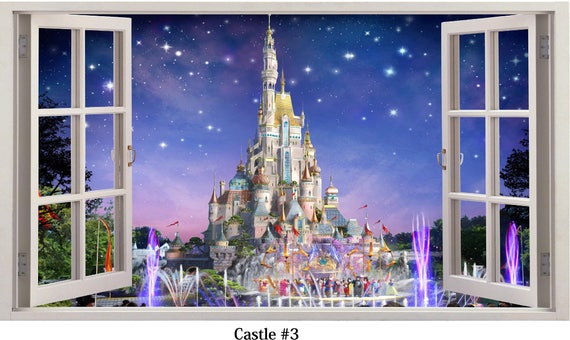 Disney Castle Cinderella 3d Window Effect Vinyl Wall Art