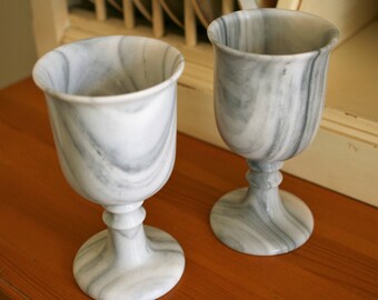 Vintage Marble Wine Goblets (Set of 2) - EXCELLENT Condition - Charming!
