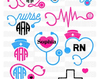 Nurse Stethoscope SVG Cut Files - Monogram Frames for Vinyl Cutters, Screen Printing, Silhouette, Die Cut Machines, & More