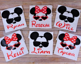 Disney Family shirts, Disney Family custom shirts, Mickey sunglasses, minnie sunglasses, family matching shirts, Custom family shirts