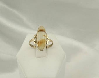 Lovely Pattern Montana Agate 10K Gold Ring #AGATE-GR1