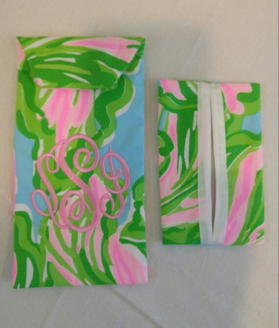 Monogrammed Lilly Pulitzer Eyeglass Case and Pocket Tissue