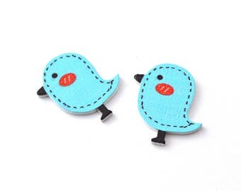 Set of 2 wooden bird embellishments