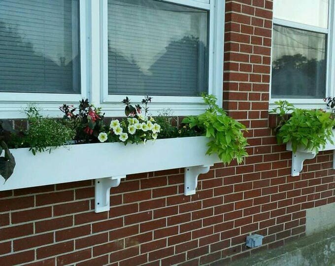 Window flower box. Deck Porch Slanted front garden planters white pvc Sizes 24