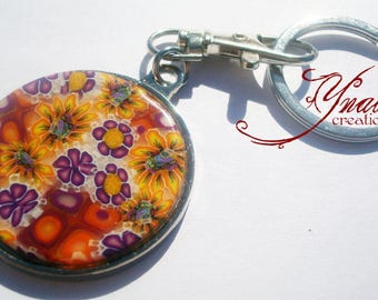 Flowers Keychain Handmade in Polymer Clay