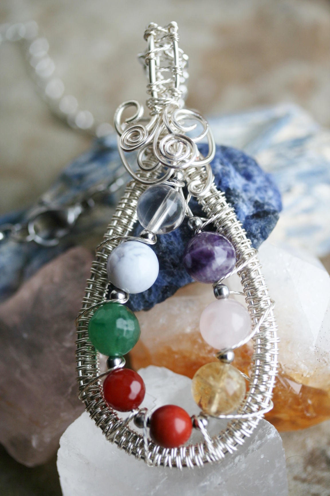 Quartz Necklace 21p Handmade Jewelry Quartz Pendant